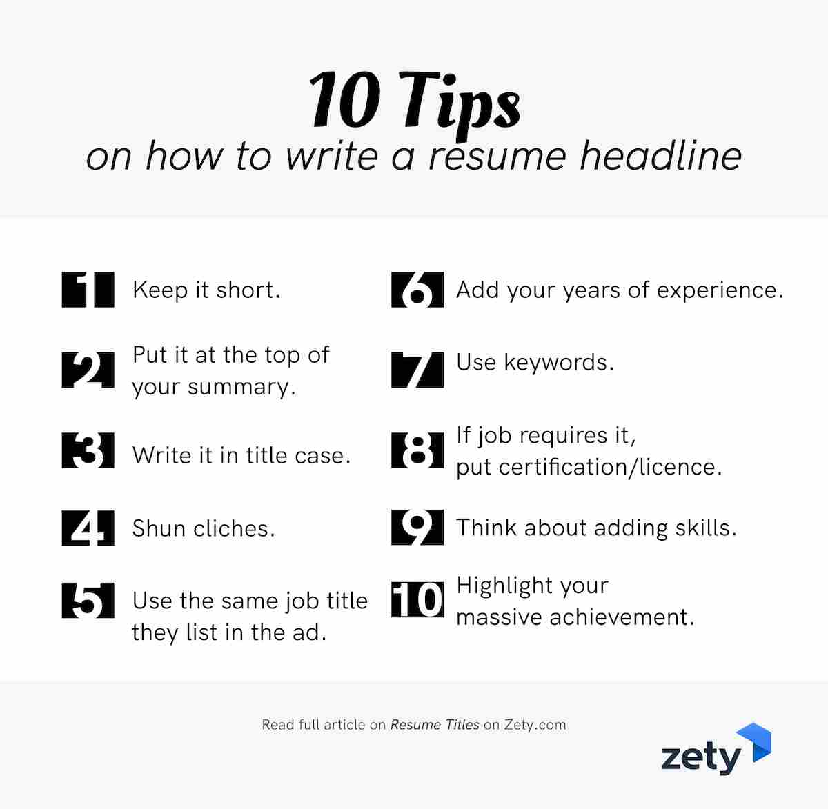 meaning of headline in a cv