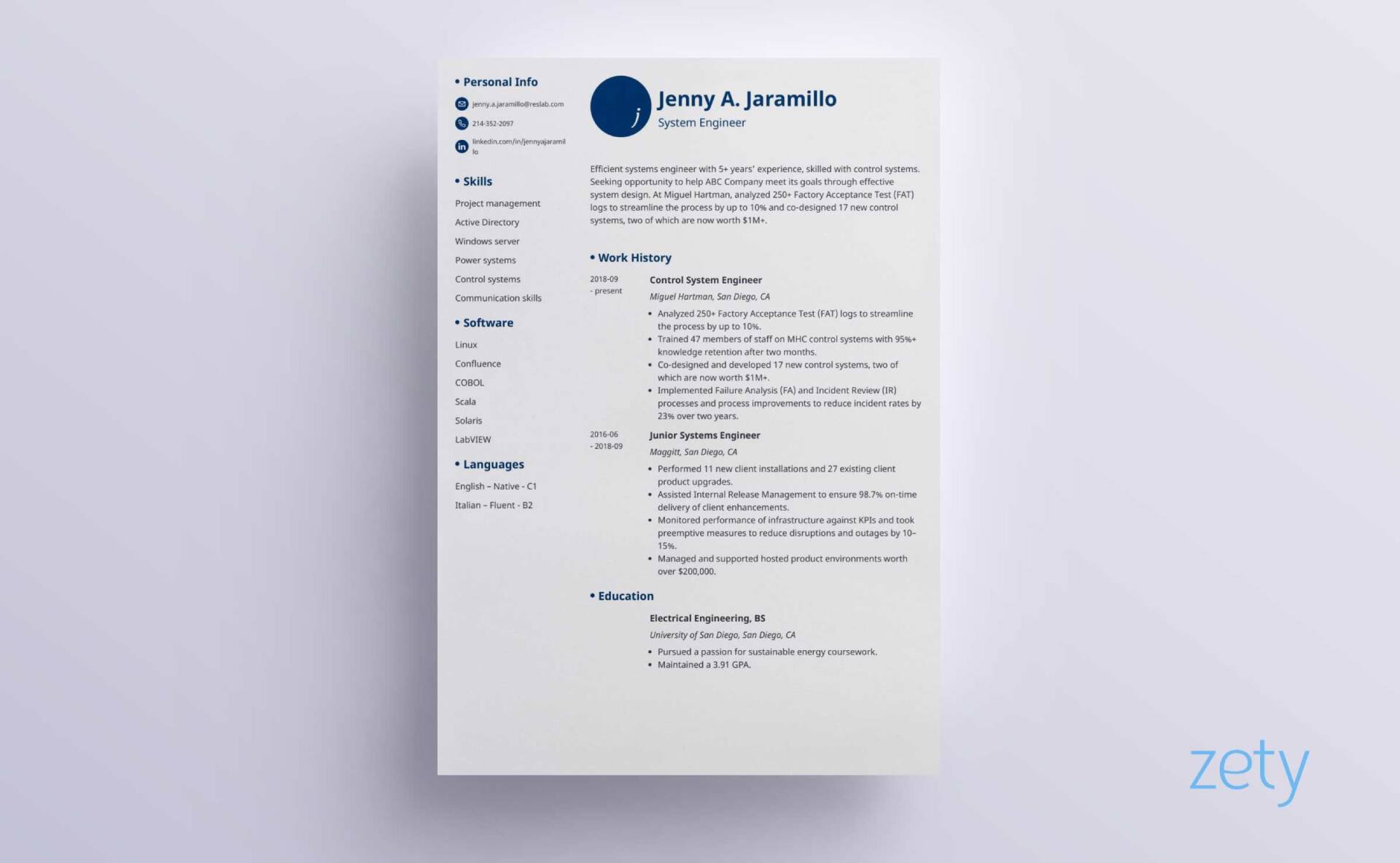 initial one page resume template