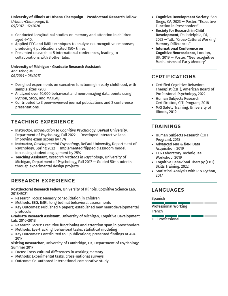Assistant Professor CV Example