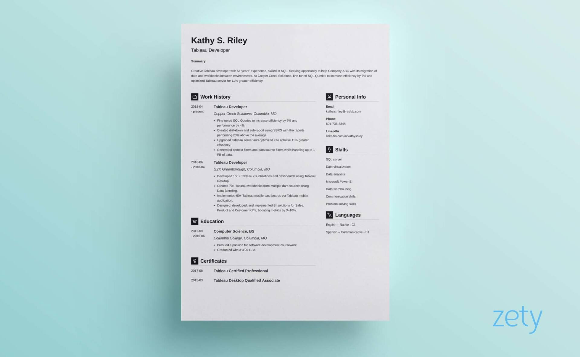 minimalist resume template