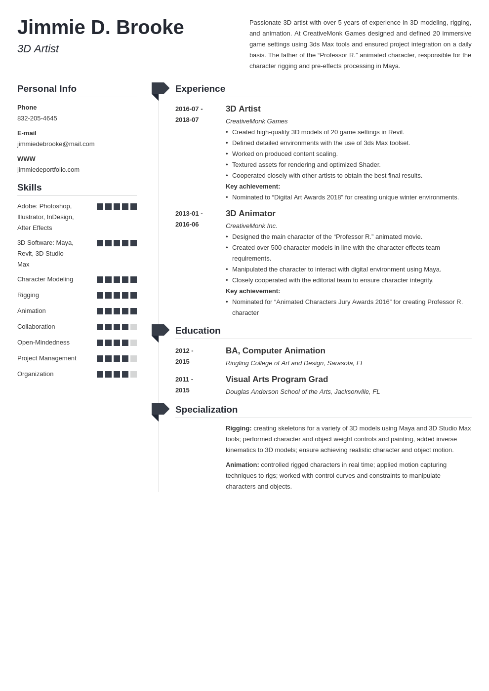 3d artist resume example template muse