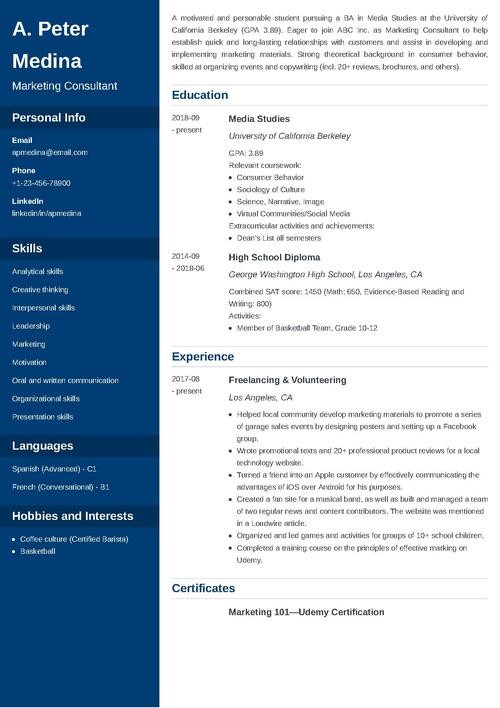 resume with no experience example