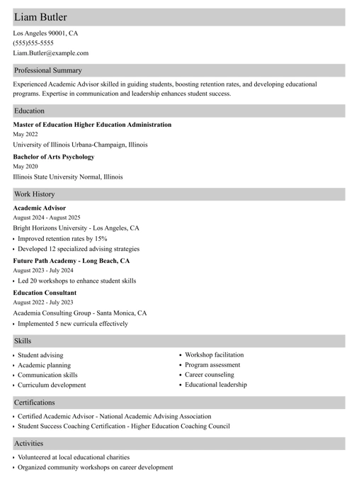 sample resume example