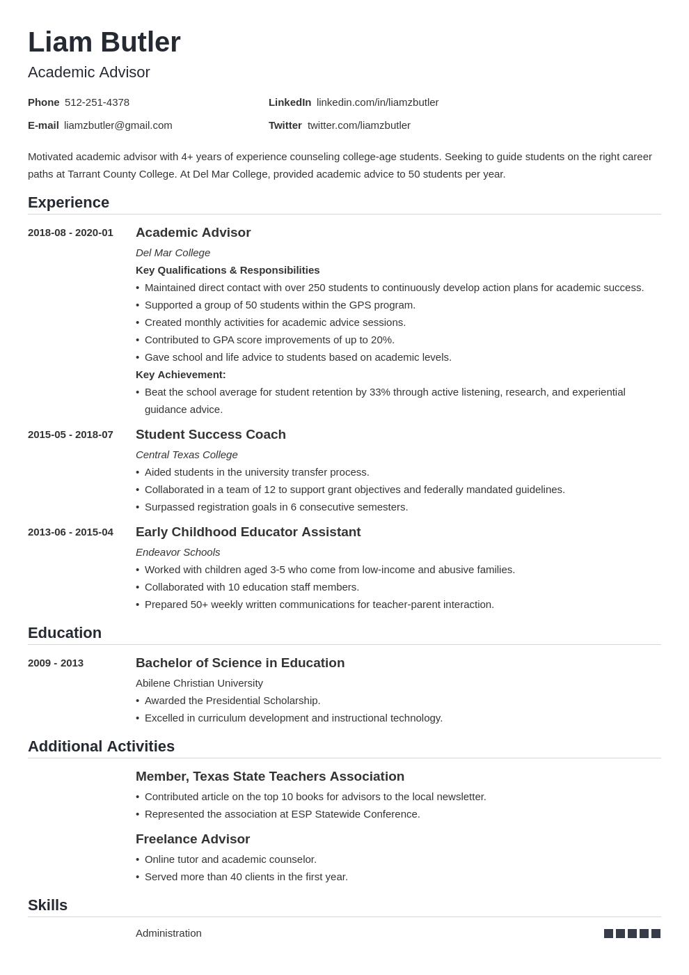 academic advisor resume example template nanica