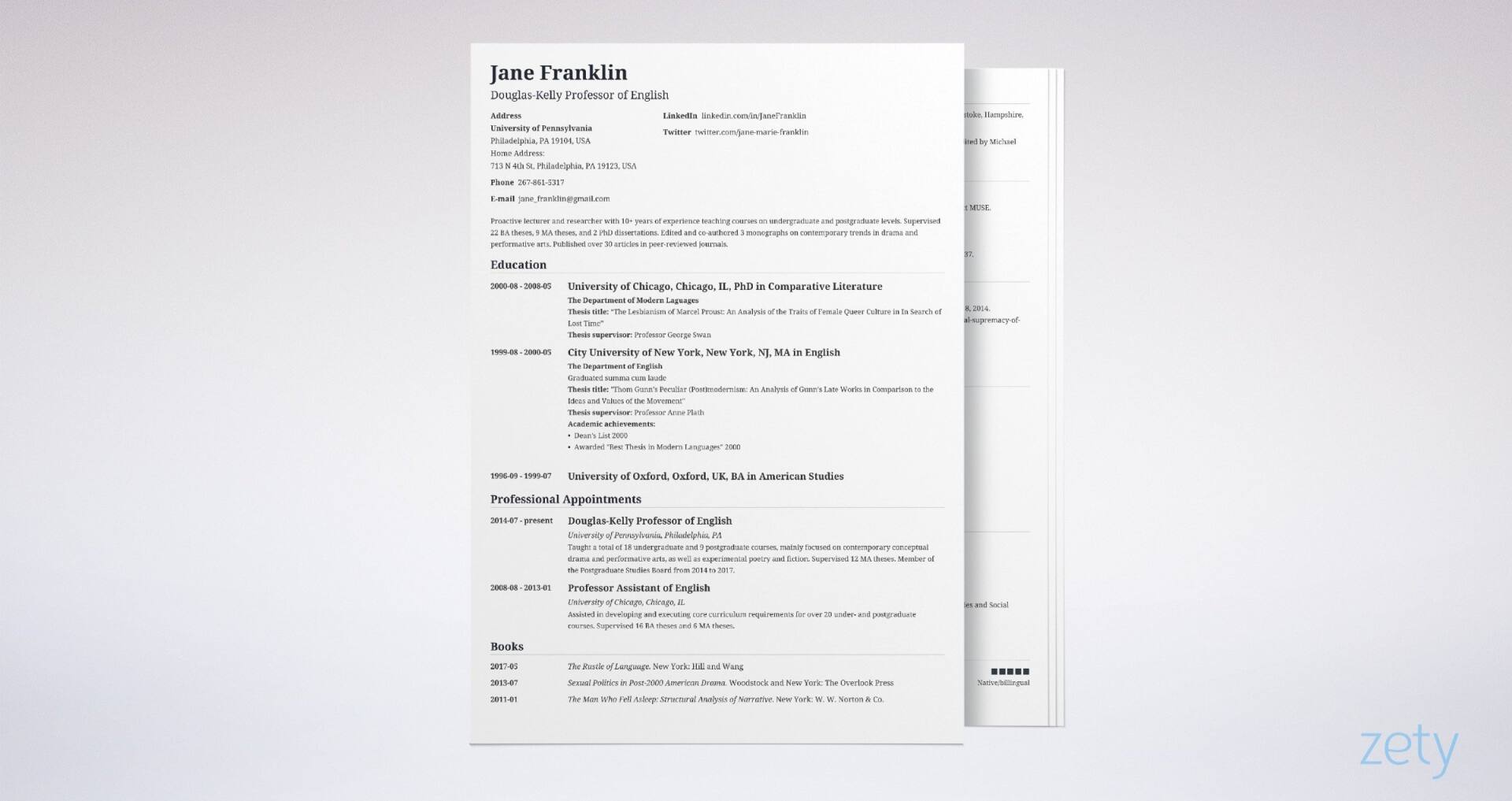 research paper curriculum vitae