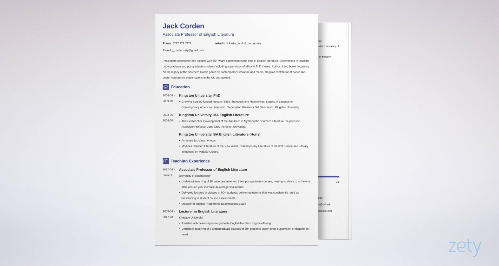 academic cv templates