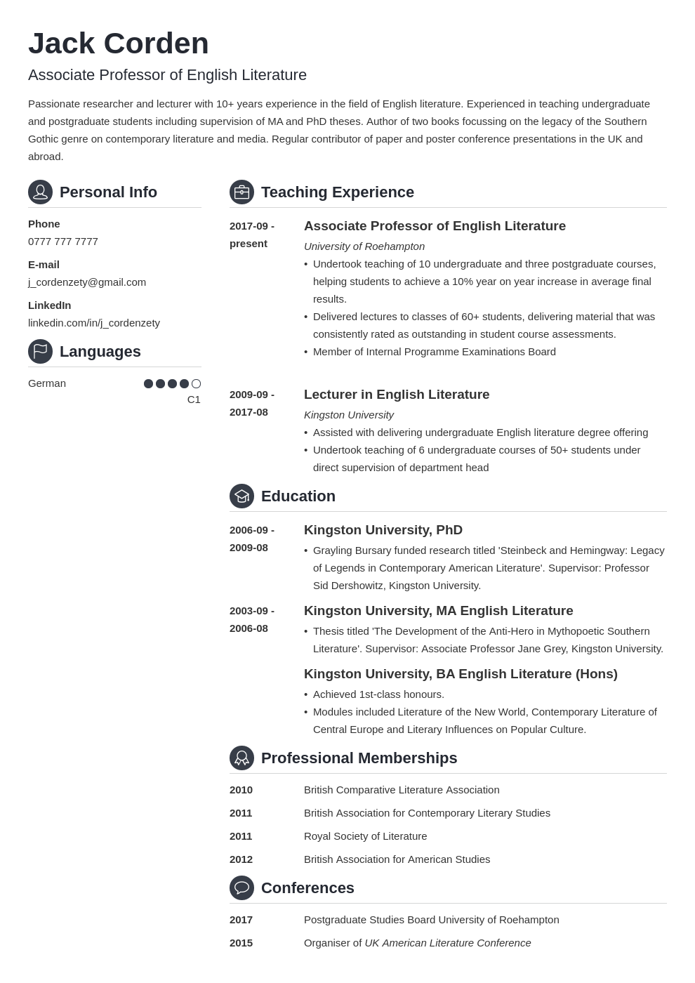  Research Cv Template Word 