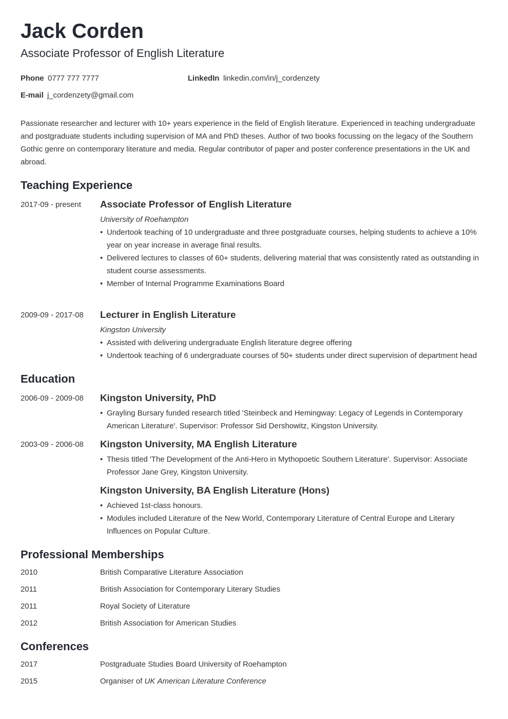 academic cv template microsoft word download