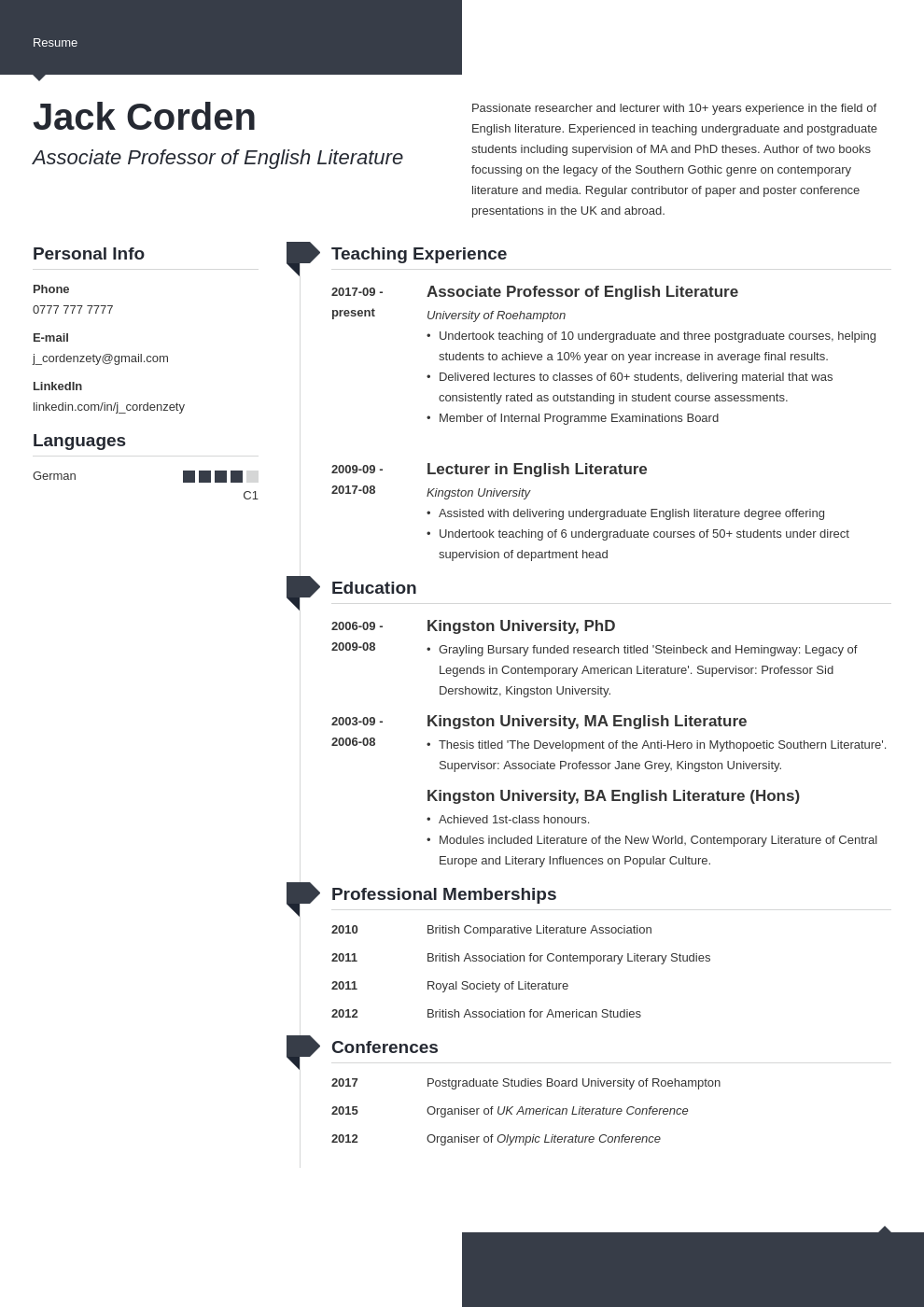 academic cv example template modern