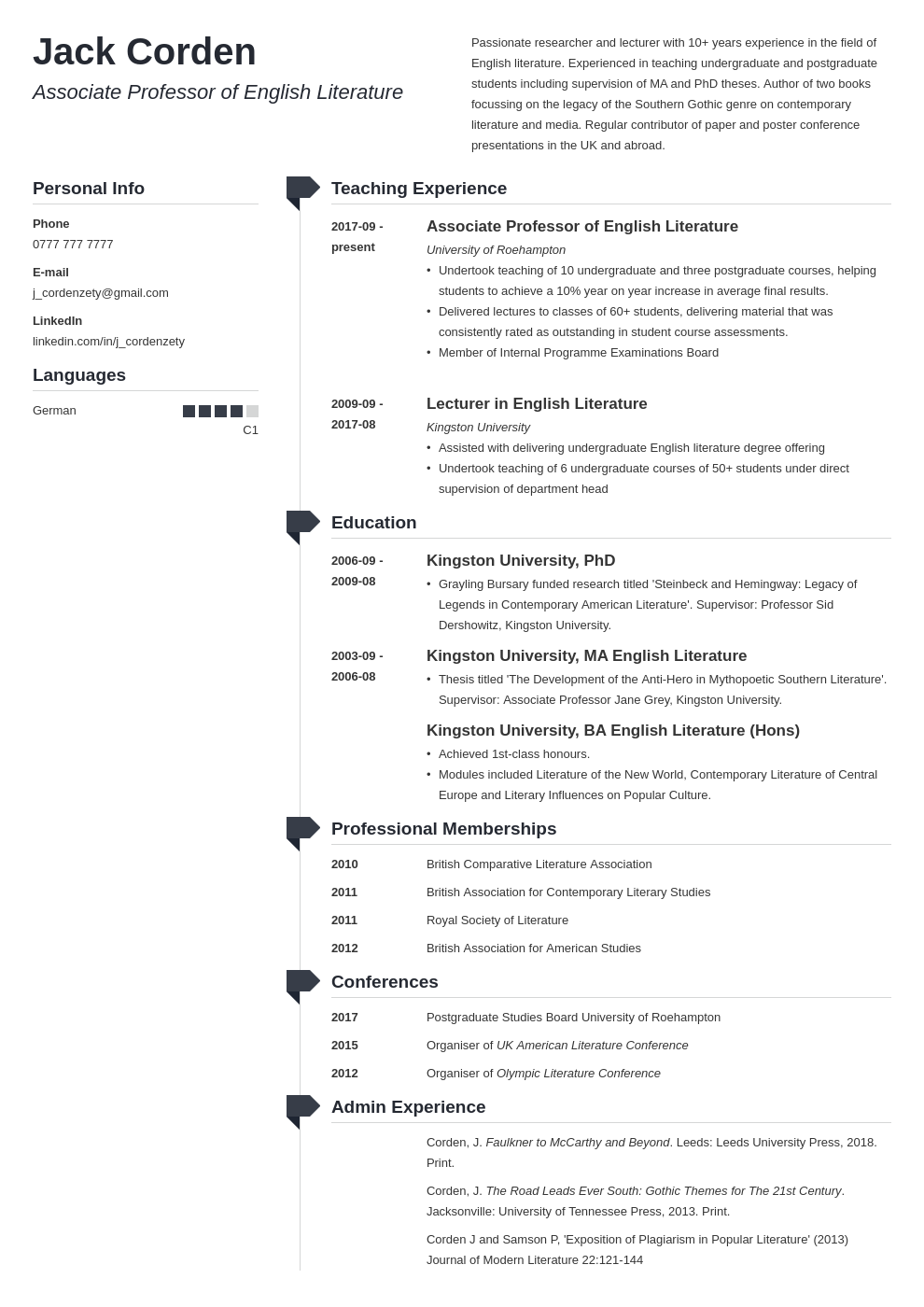 academic cv example template muse