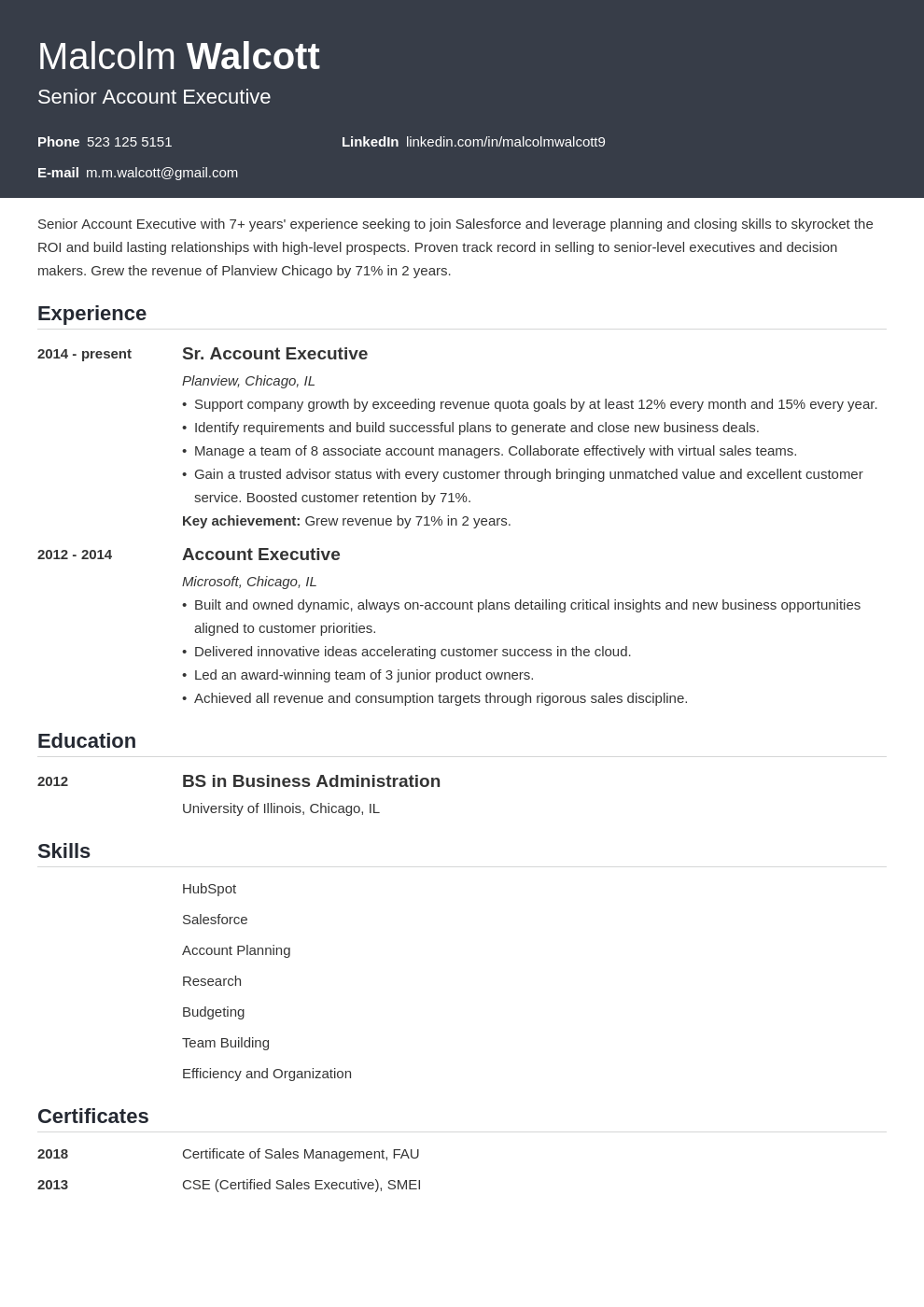 account executive resume example template influx