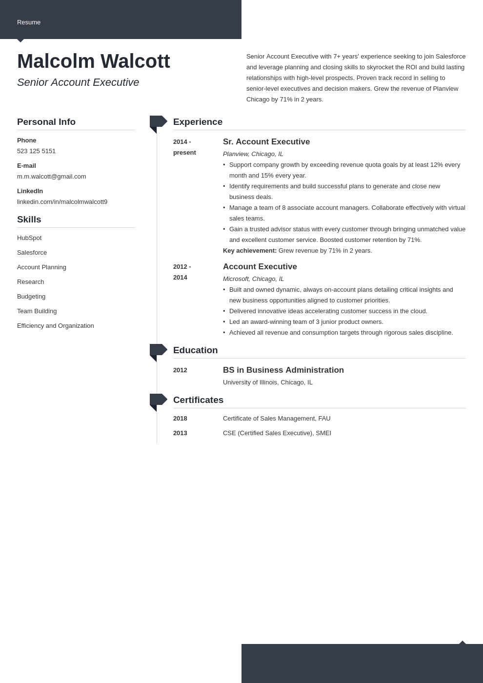 account executive resume example template modern