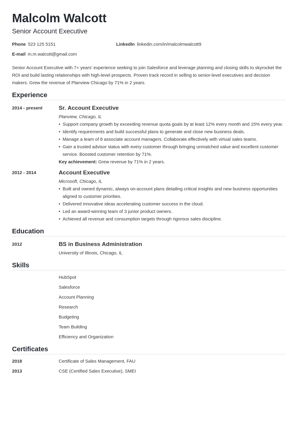 Account Executive Resume Sample 20 Best Examples