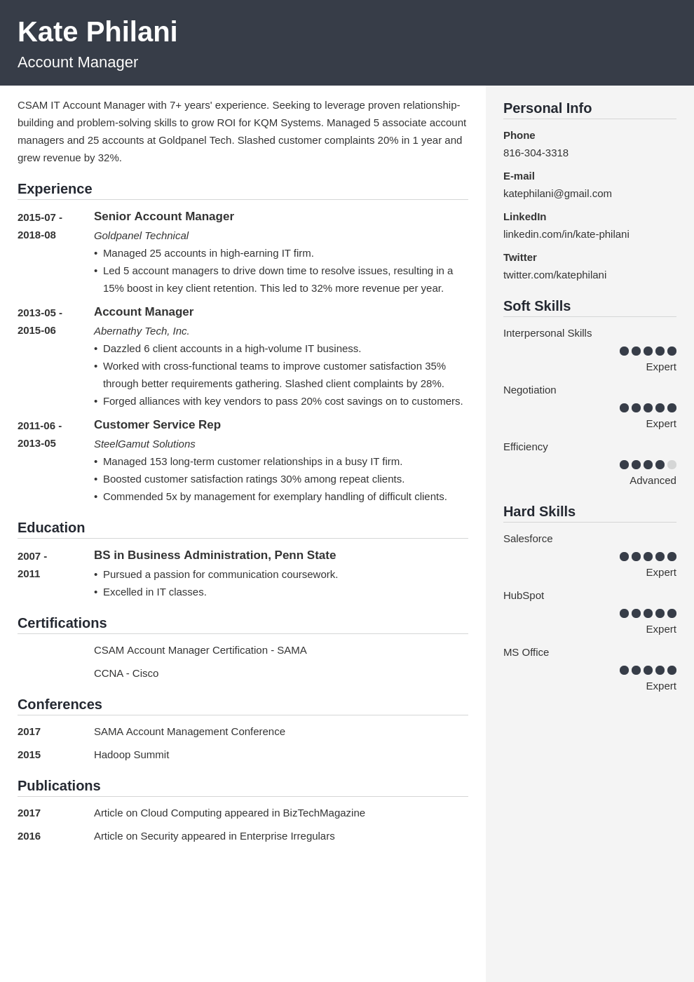 account manager resume example template cubic
