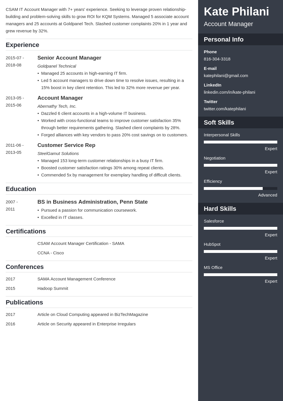 account manager resume example template enfold