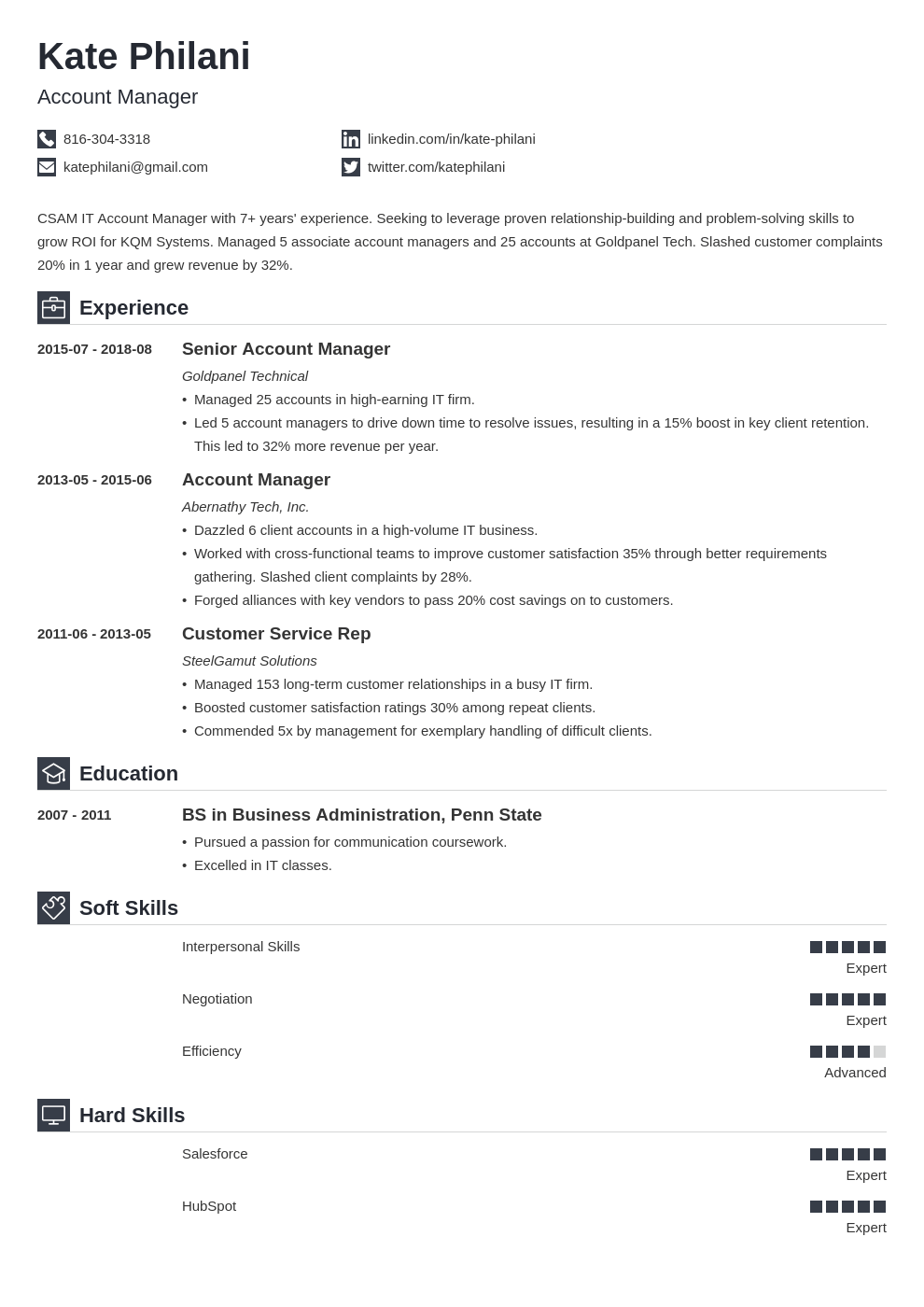 account manager resume example template iconic