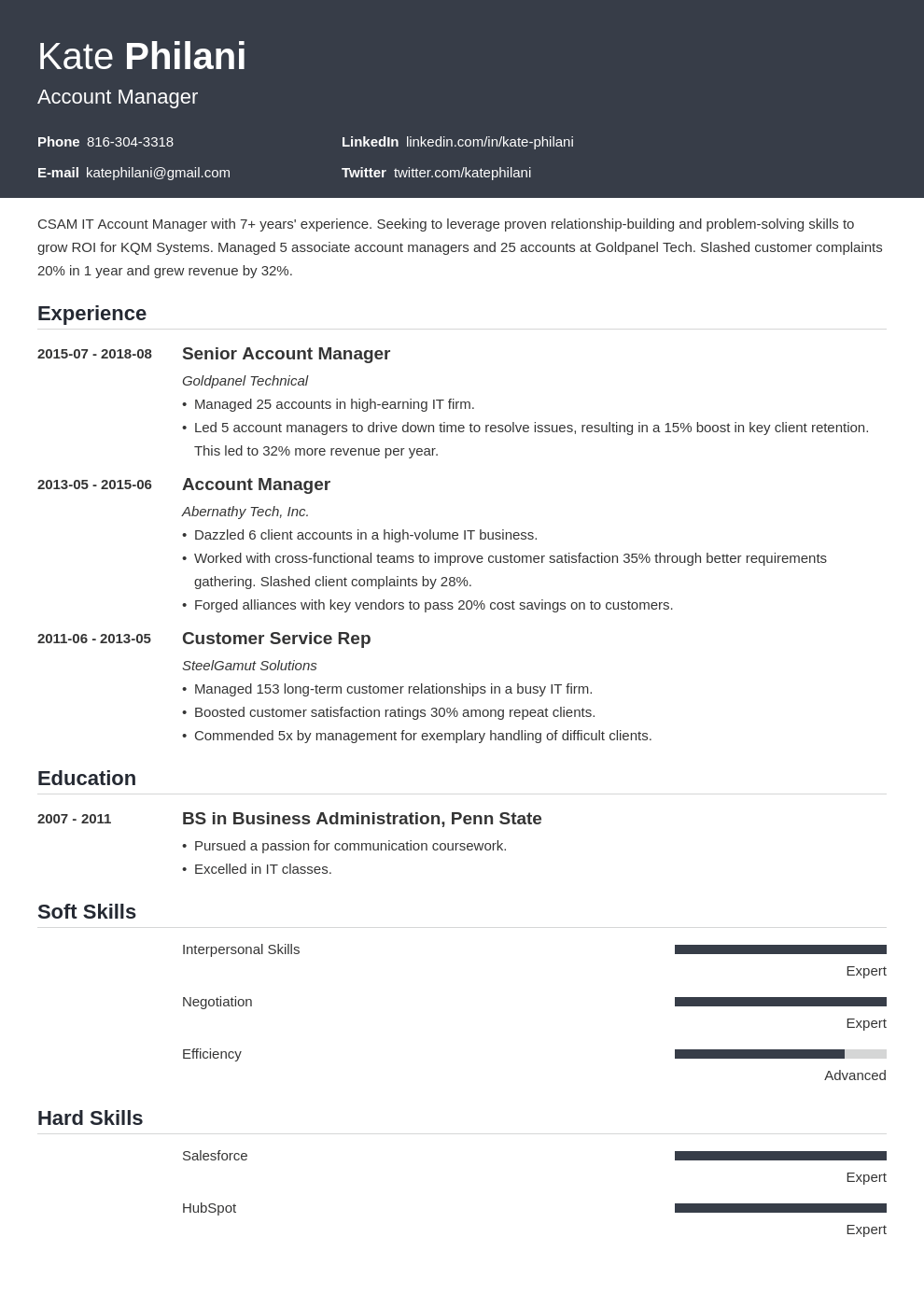account manager resume example template influx