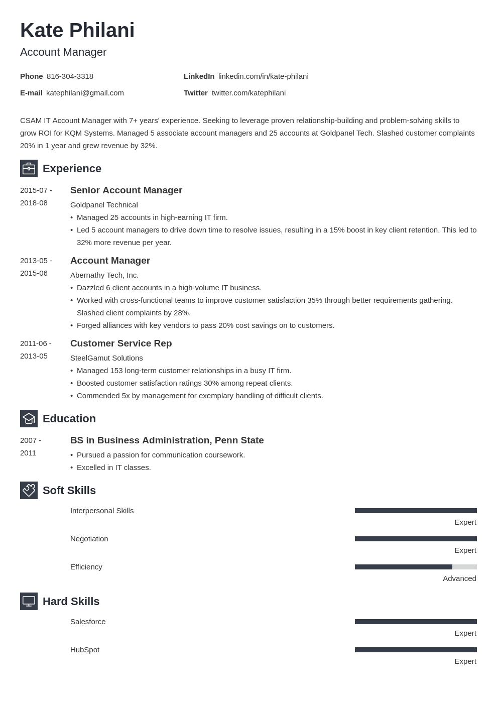 20+ Account Manager Resume Examples & Templates for 2024