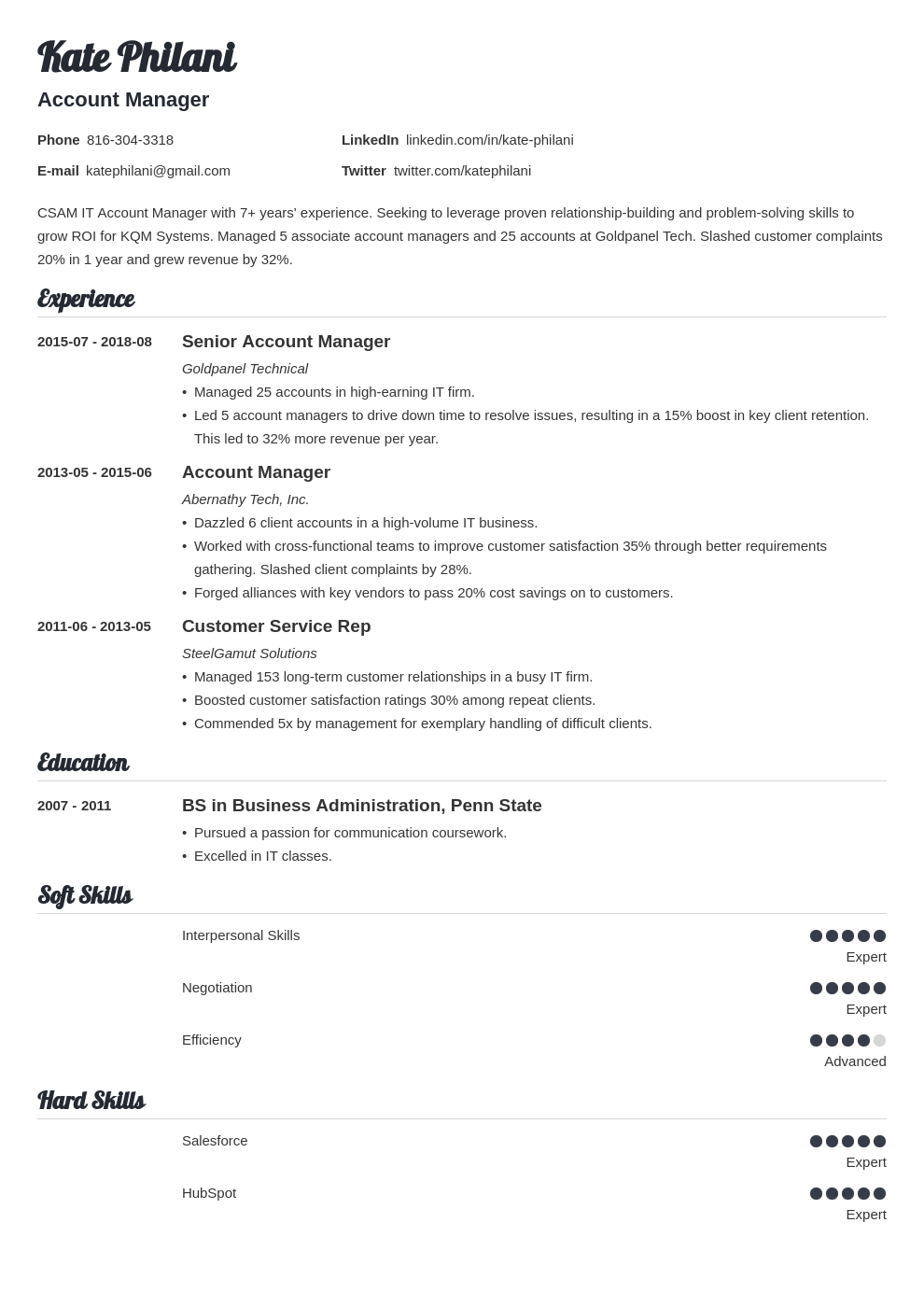 account manager resume example template valera