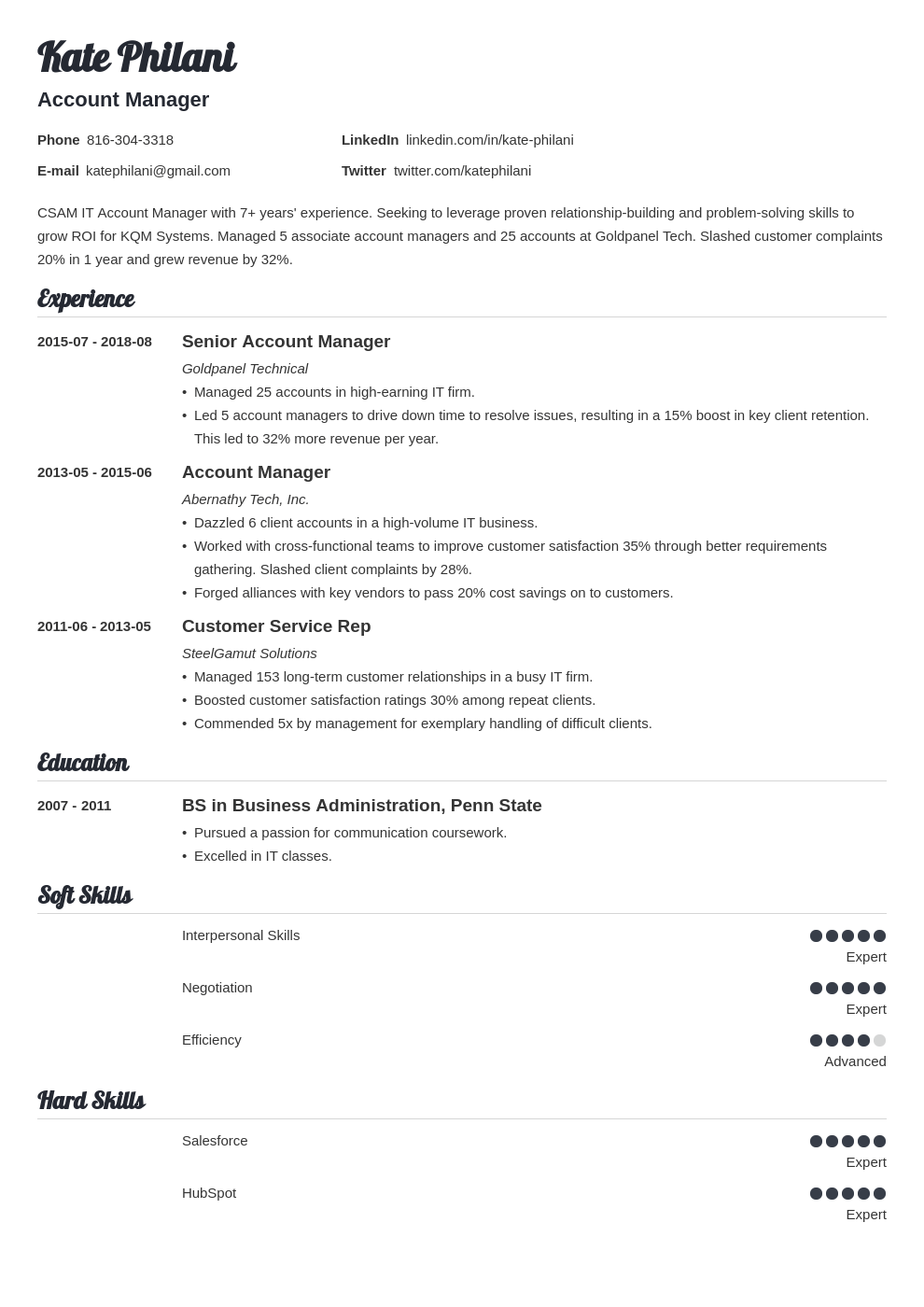 Account Manager Resume Sample Amp Tips Job Description