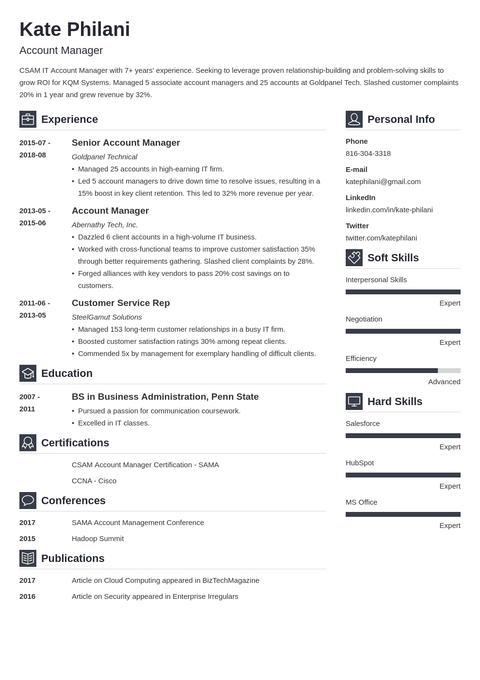 account manager resume example template vibes