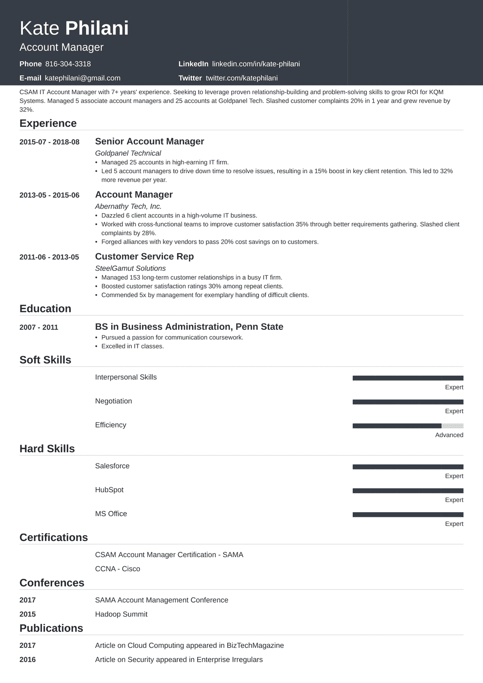 20 Account Manager Resume Examples Templates For 2024