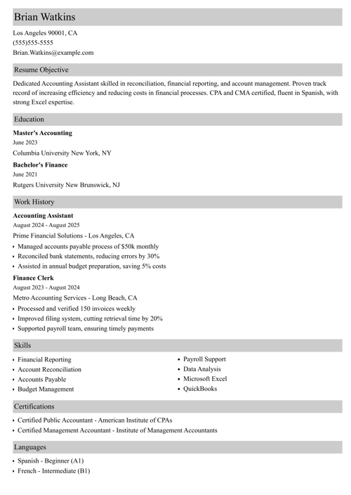sample resume example