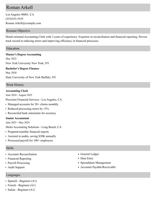 sample resume example