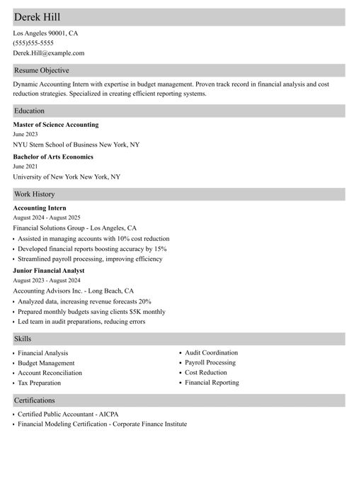 sample resume example