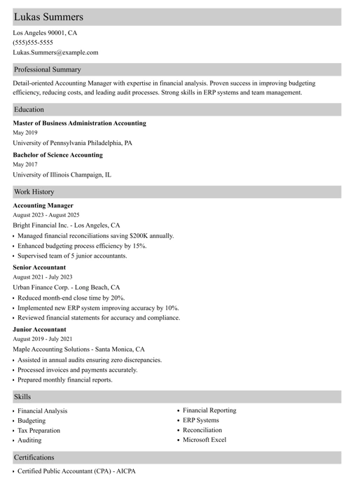 sample resume example