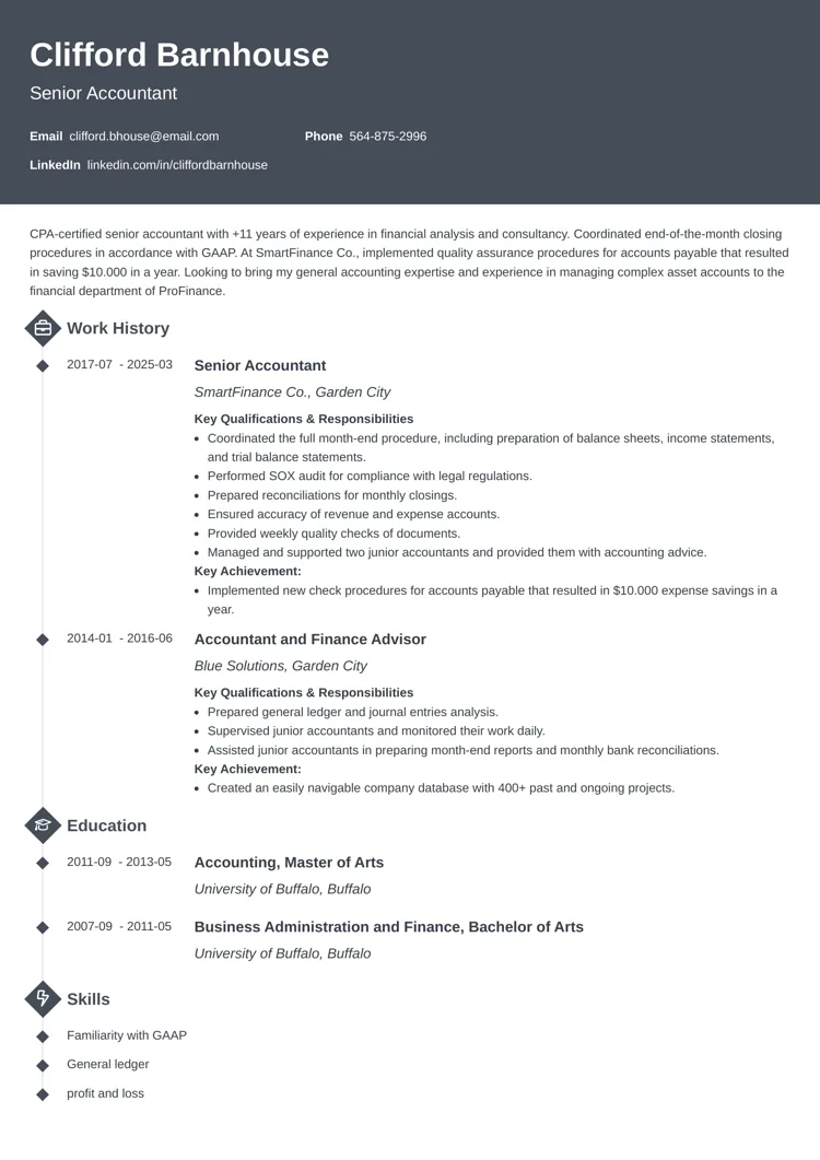 Senior Accountant Resume Example