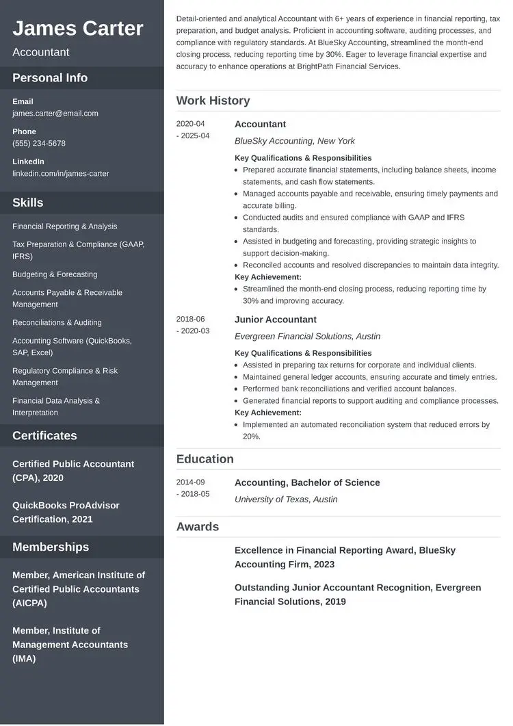 Accounting Resume Example by zety