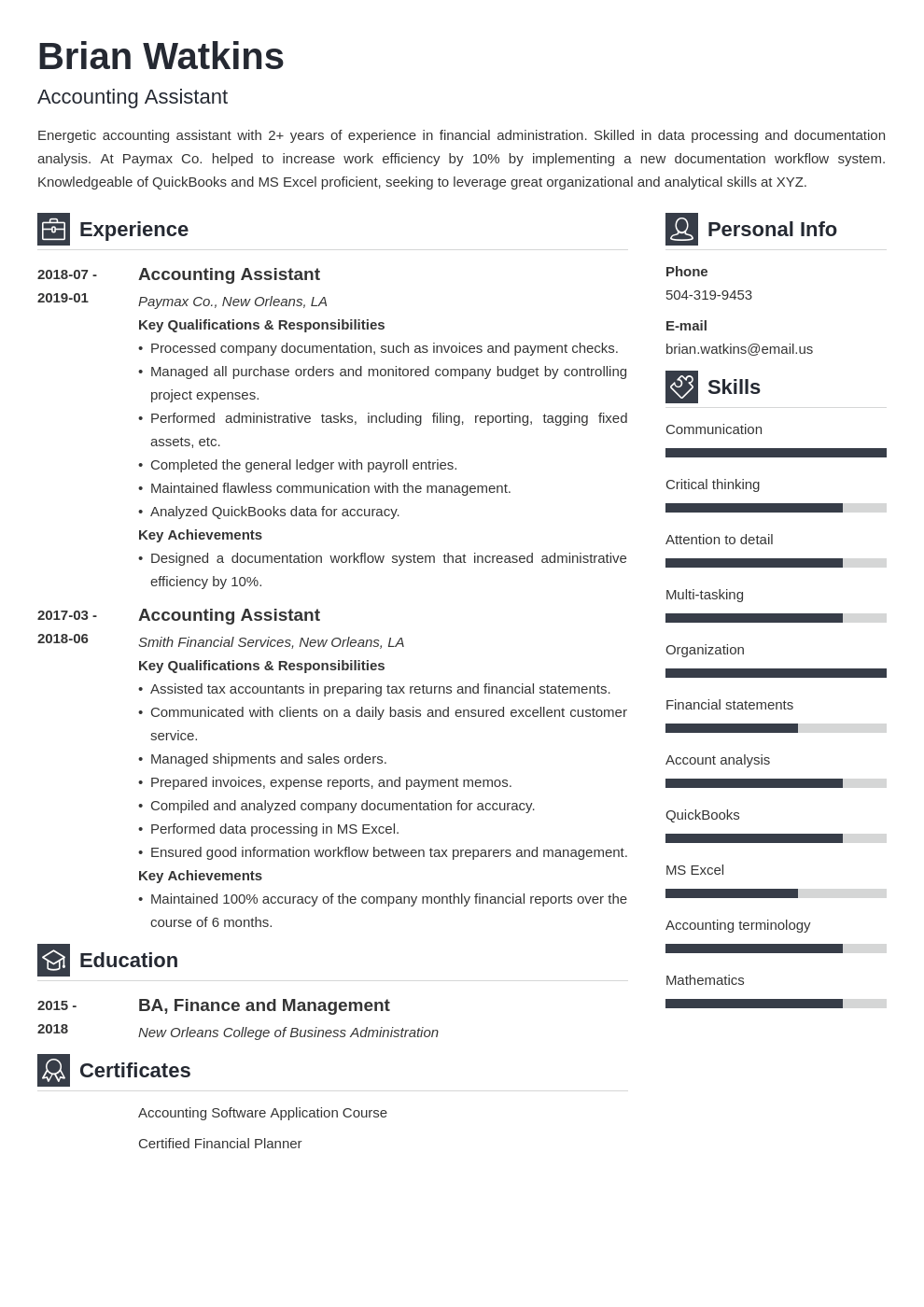 accounting assistant resume example template vibes