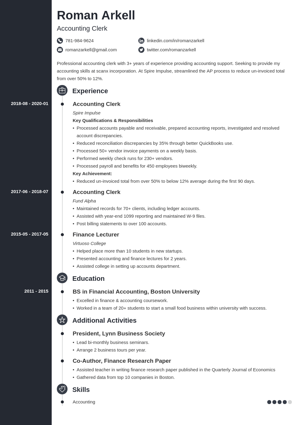 Accounting Clerk Resume Example Job Description Skills