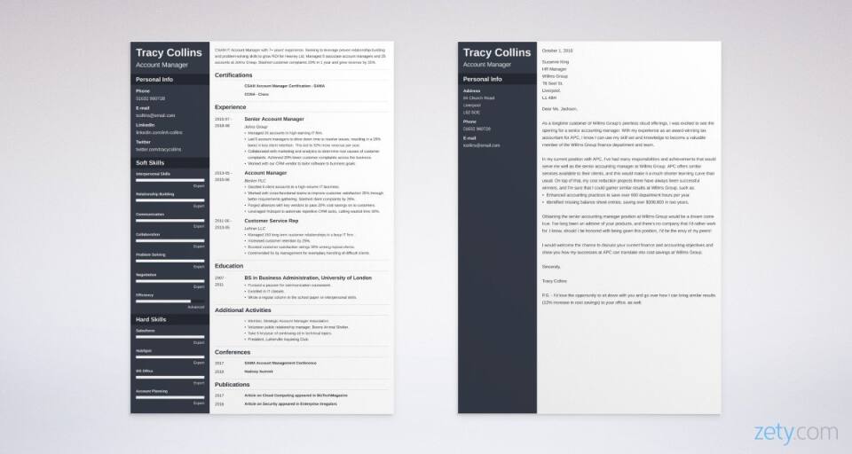 accounting CV and cover letter set