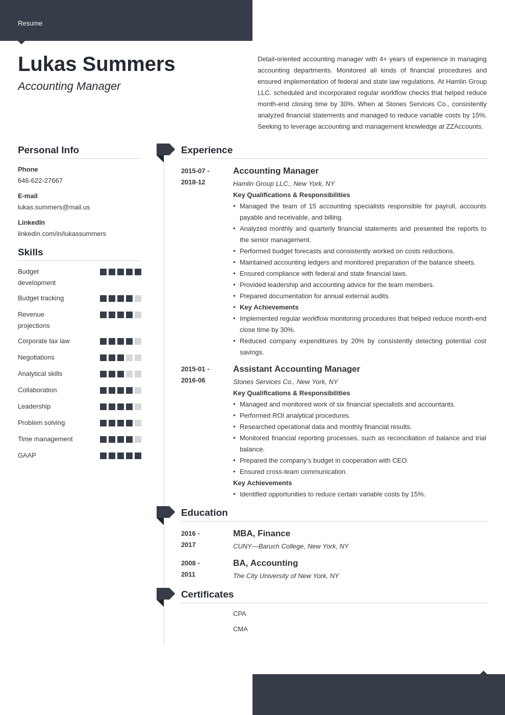 accounting manager resume example template modern