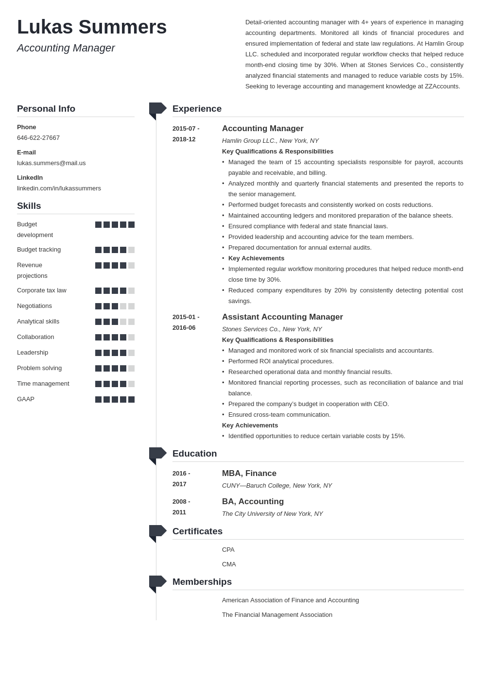 accounting manager resume example template muse
