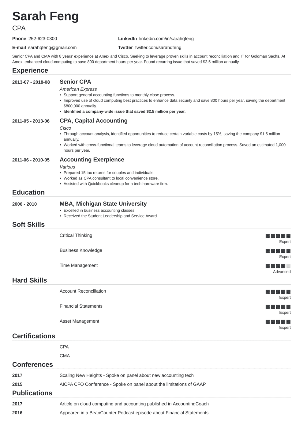 Accounting Resume Examples For An Accountant Template   Accounting Resume Template Nanica 