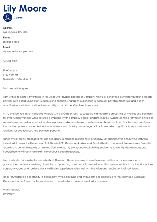 Accounts Payable Cover Letter Examples (Any Experience)
