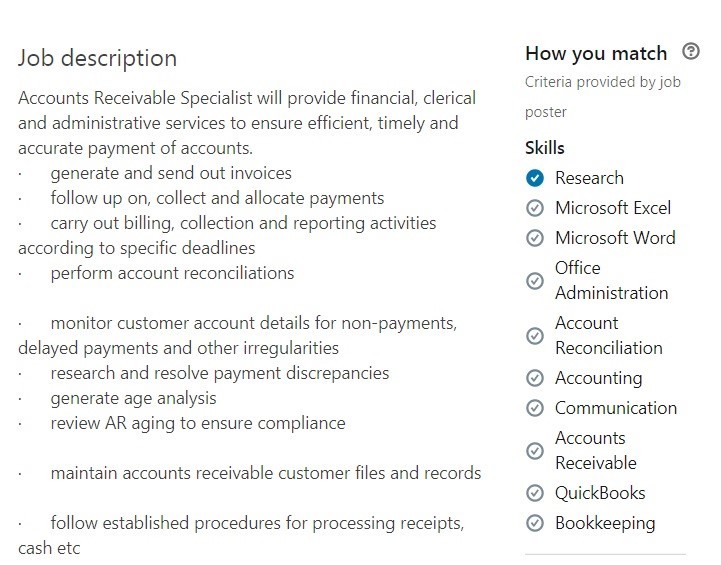 Accounts Receivable Skills List For Resume