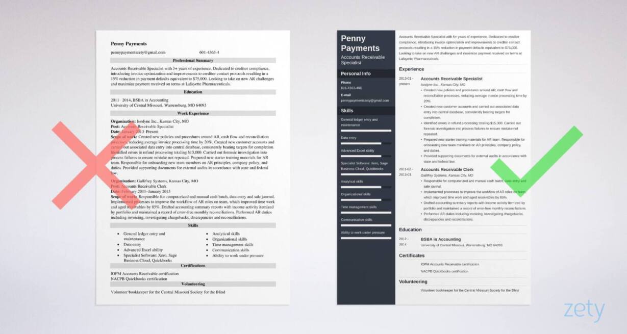 Accounts Receivable Resume example