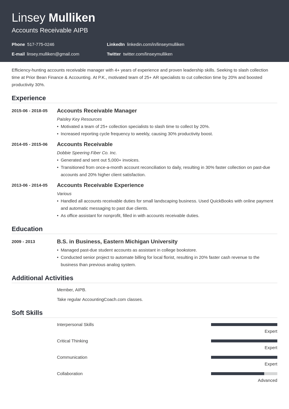 accounts receivable resume example template influx