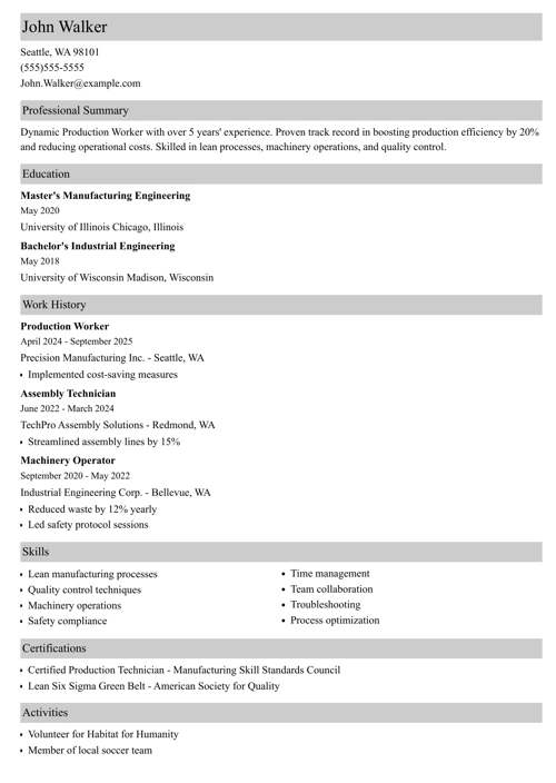 resume sample made in Zety resume builder