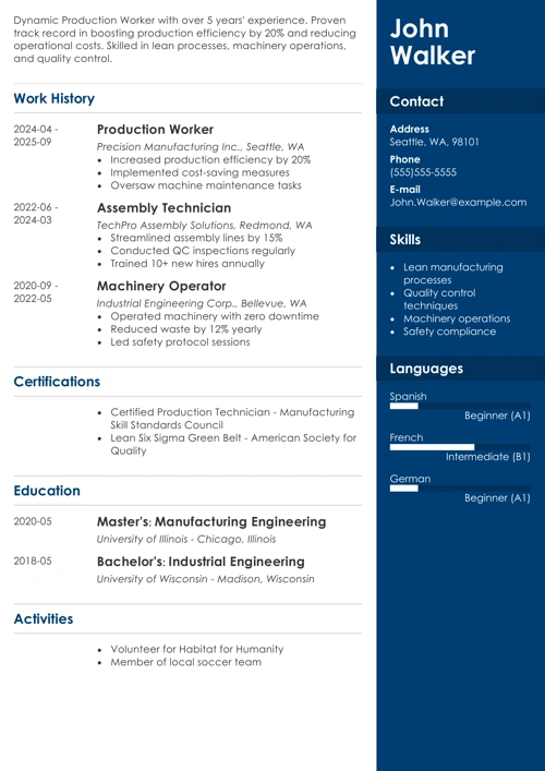 resume sample made in Zety resume builder