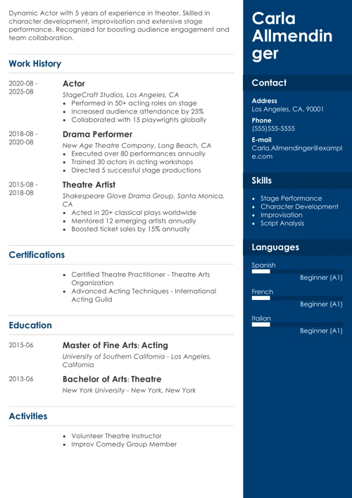 Acting resume example