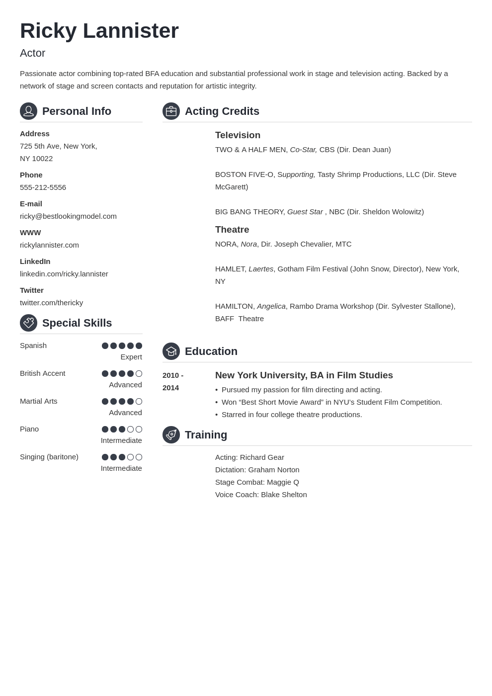 acting resume example template crisp