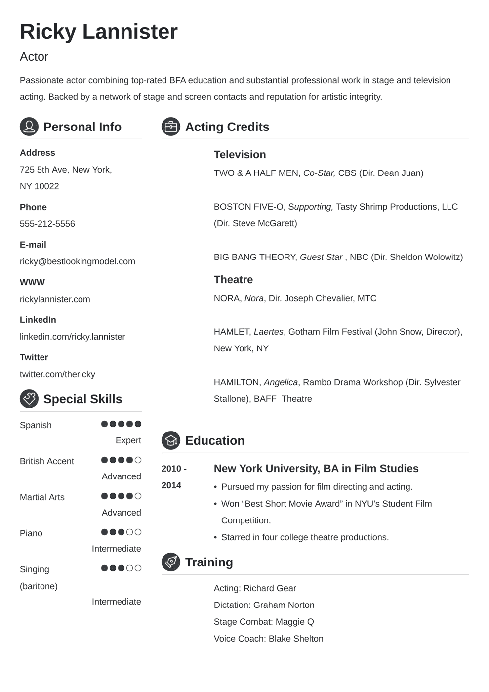 Acting Resume Template [+25 Tips & Examples for 2023]