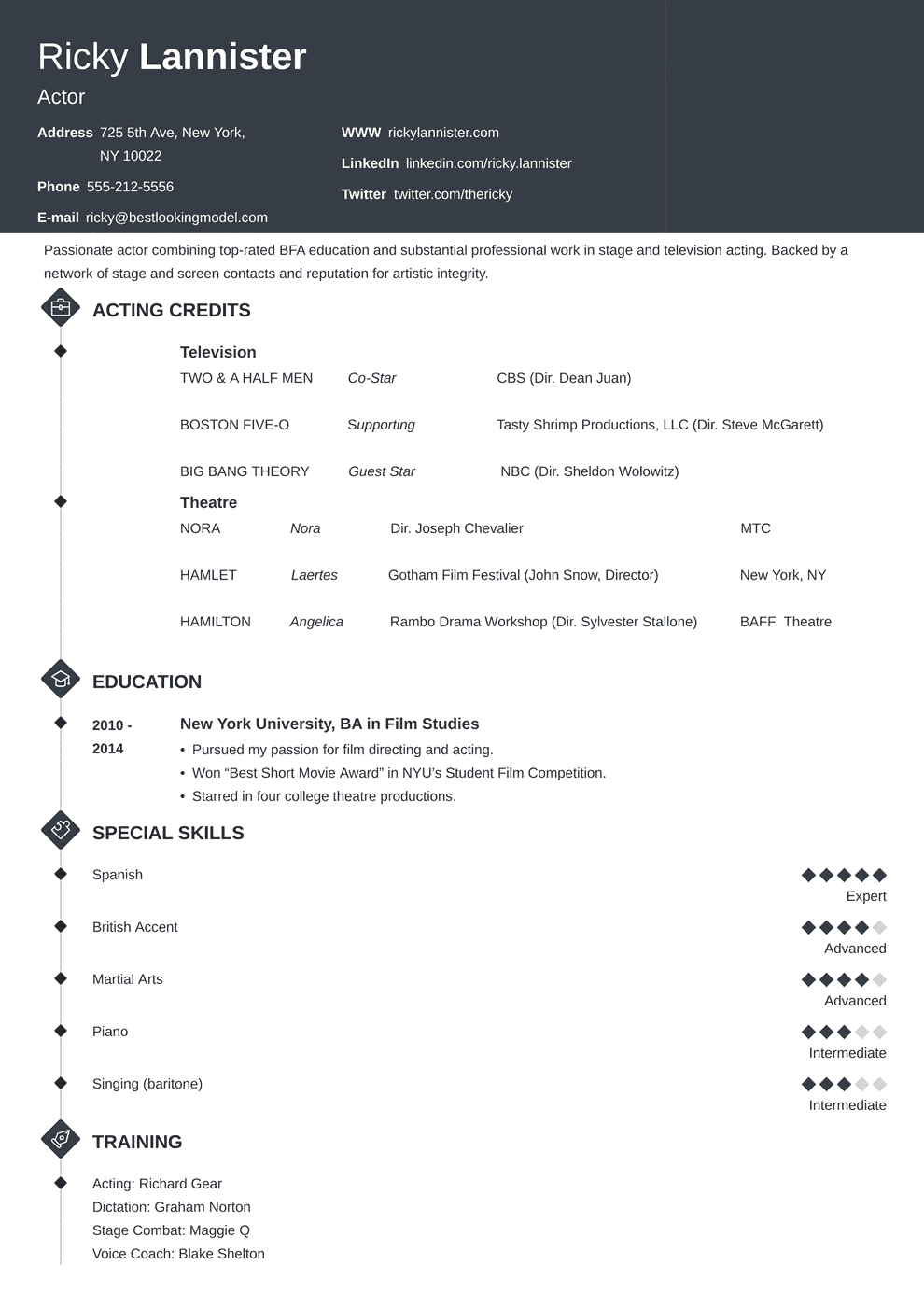 Acting Resume Template [+25 Tips & Examples for 2023]