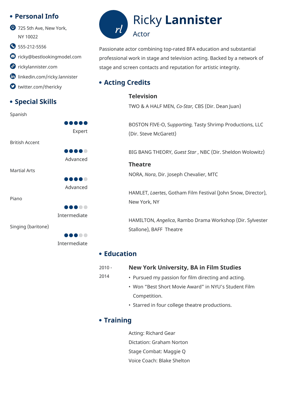 Acting Resume Template [+25 Tips & Examples for 2023]