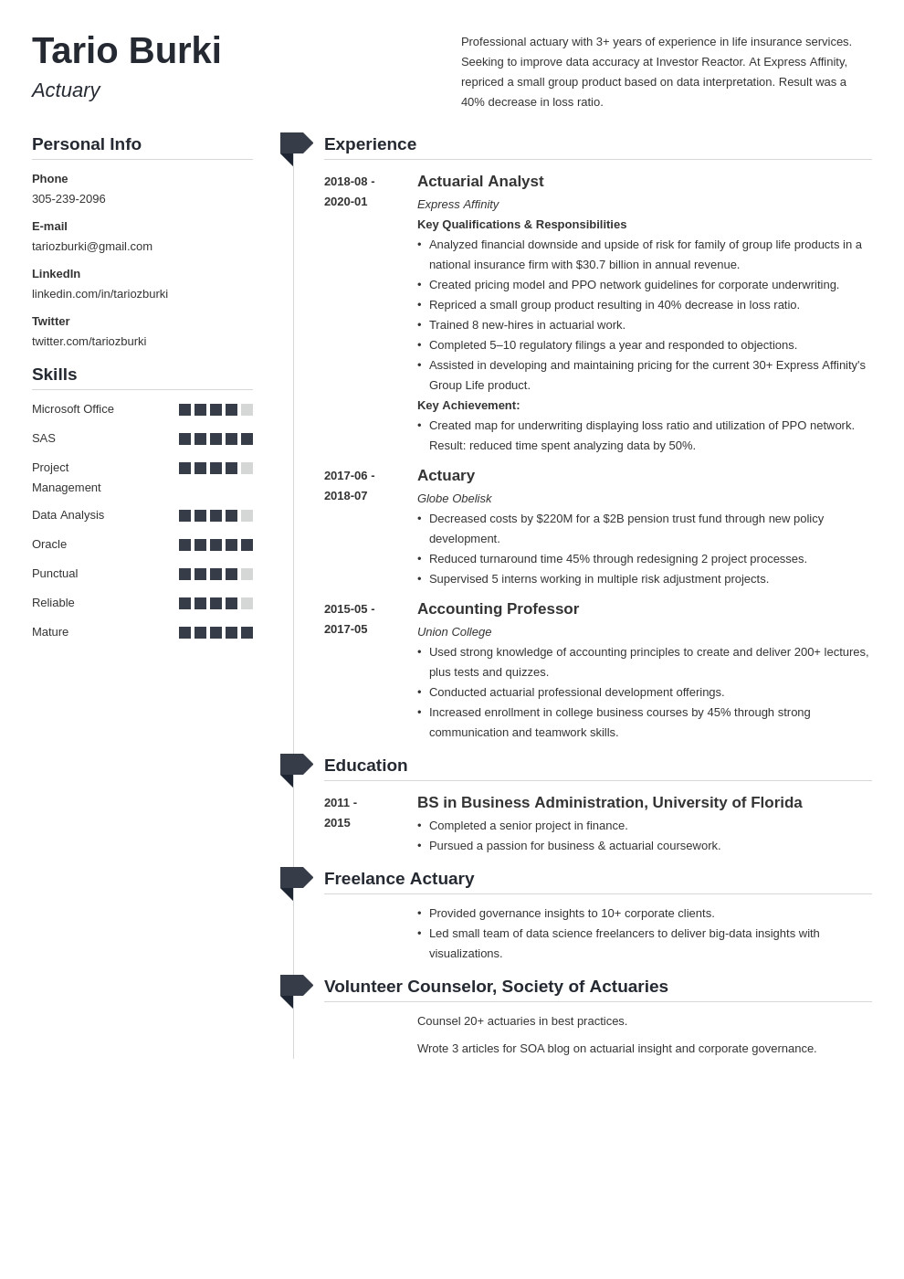 actuary resume example template muse